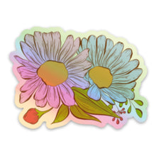 Load image into Gallery viewer, Holographic Shiny Sticker 2-Pack 🎉 &quot;Tread Lightly&quot; Sticker 🍄 + Wildflower Sticker 🌻