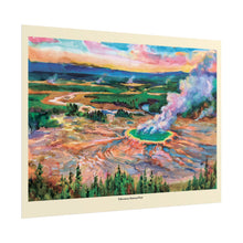 Load image into Gallery viewer, Yellowstone Grand Prismatic Spring Wastercolor — Vibrant National Park Landscape Poster