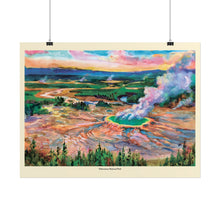 Load image into Gallery viewer, Yellowstone Grand Prismatic Spring Wastercolor — Vibrant National Park Landscape Poster