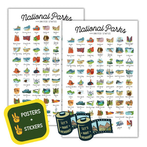 Travel Buddy National Park Bundle 🎉 2 National Parks Checklist Poster + 2 Stickers 🌲 Free Shipping (as usual) 🚚 🙌 "Inspire your next adventure"🤠