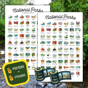 Travel Buddy National Park Bundle 🎉 2 National Parks Checklist Poster + 2 Stickers 🌲 Free Shipping (as usual) 🚚 🙌 "Inspire your next adventure"🤠